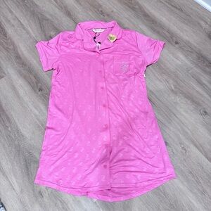 Juicy Couture Pink Sleepwear Nightgown Nightshirt Button Front Soft Cozy Comfy